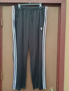 Adidas Black Track Pants with White 3-Stripes
